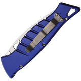 Piranha Knives Automatic Amazon Knife Button Lock Blue Aluminum 154CM Blade CP3B