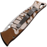 Piranha Knives Automatic Amazon Knife Button Lock Camo Aluminum 154CM Blade CP3C