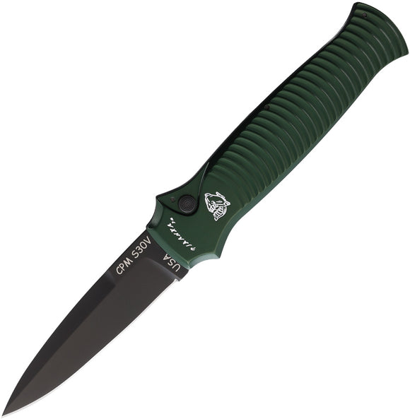 Piranha Knives Automatic Green Bodyguard Tactical Knife