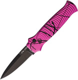 Piranha Knives Automatic Bodyguard Tactical Knife Button Lock Pink Camo Aluminum S30V Blade CP6PKT