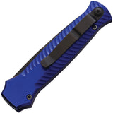 Piranha Knives Automatic Miniguard Knife Button Lock Blue Aluminum Black S30V Blade CP7BT