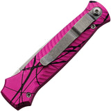 Piranha Knives Automatic Miniguard Knife Button Lock Pink Camo Aluminum S30V Blade CP7PK