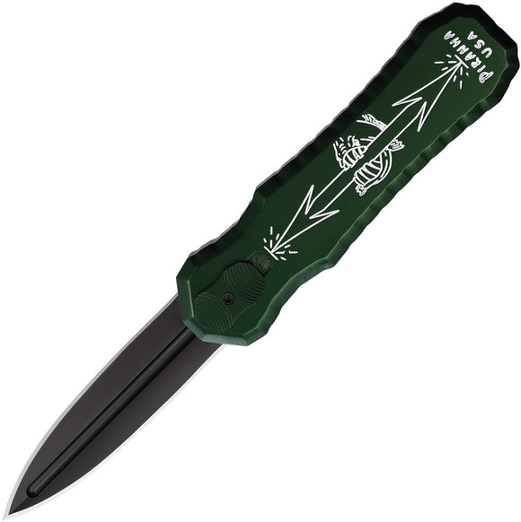 Piranha Knives Automatic Excalibur Tactical Knife OTF Green Aluminum Black 154CM Blade CP8GT