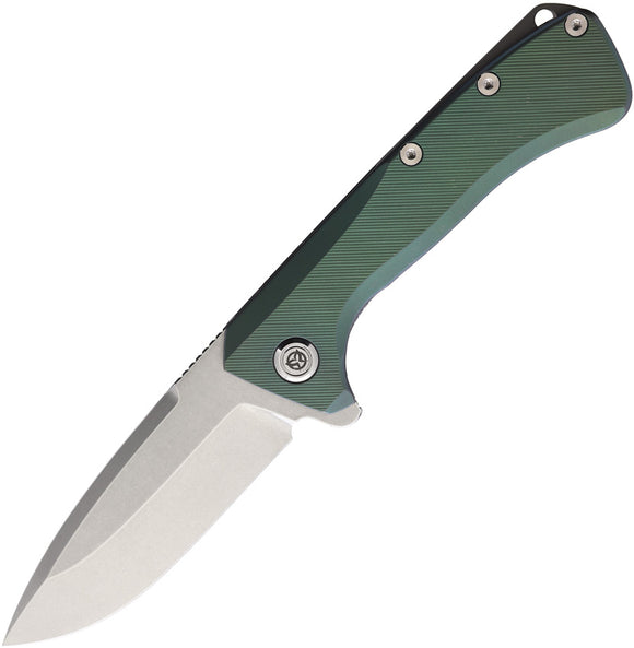 PMP Knives Revenge II Framelock Green Titanium Folding M390 Pocket Knife 010