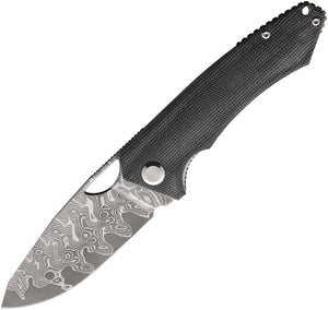 PMP Knives Spartan Linerlock Black Micarta Folding Damascus Pocket Knife 018