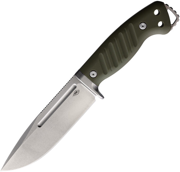 PMP Knives Warthog Green G10 stonewashed 440C Fixed Blade Knife + Kydex 030