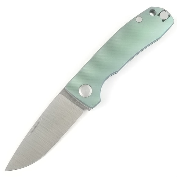 PMP Knives Harmony Pocket Knife Slip Joint Green Titanium Folding M390 035