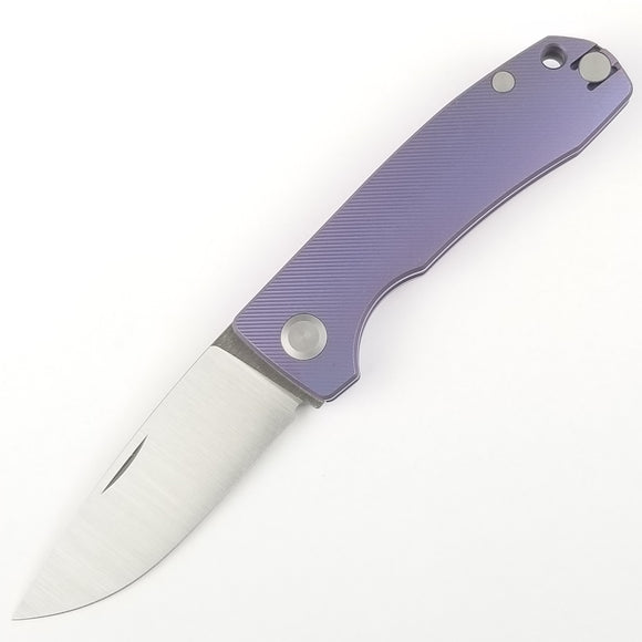 PMP Knives Harmony Pocket Knife Slip Joint Purple Titanium Folding M390 036
