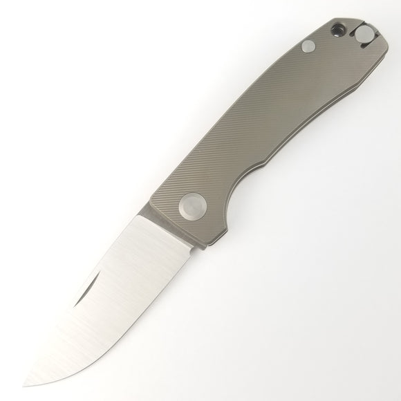 PMP Knives Harmony Pocket Knife Slip Joint Brown Titanium Folding M390 038