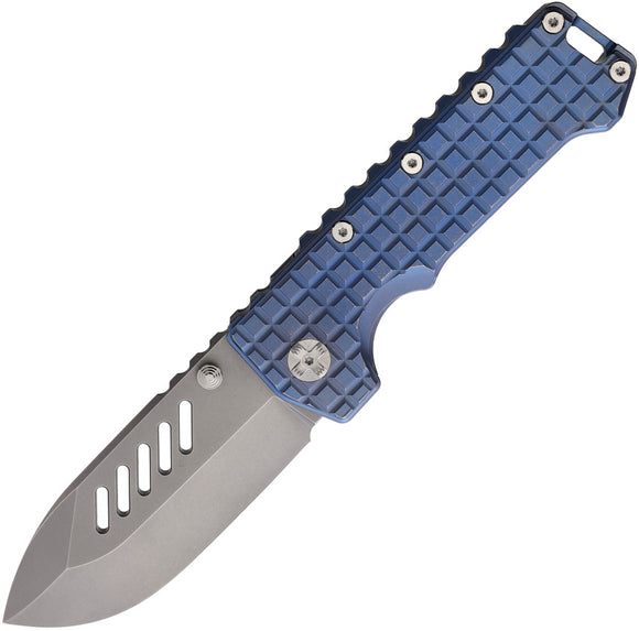 PMP Knives Kodiak Framelock Blue Titanium Folding M390 Pocket Knife 063