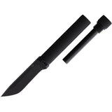 Panacea X FireFly Black D2 Steel Tanto Grind Fixed Blade Neck Knife 001