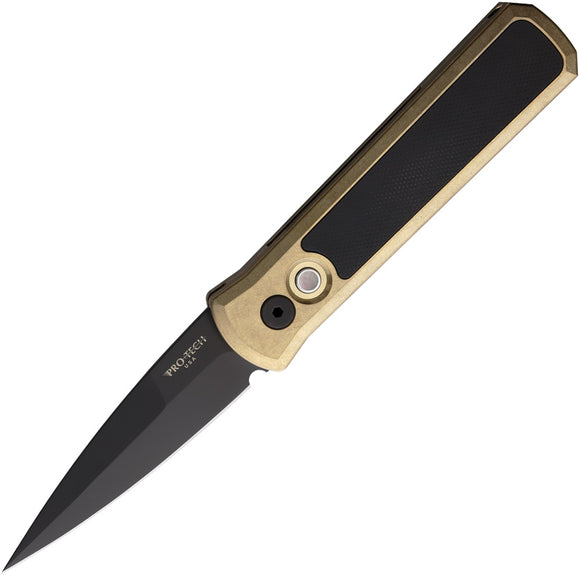 Pro Tech Automatic Godson Knife Button Lock Bronze Aluminum & Black G10 154CM Blade GS006
