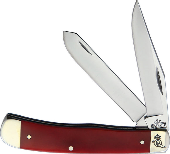 Queen City Trapper Red Smooth Bone Folding Pocket Knife 19rs