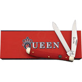 Queen Slim Trapper Red Smooth Bone Folding Stainless Clip & Spey Pocket Knife 30R