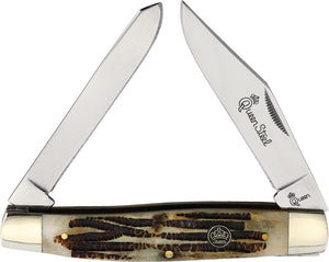 Queen Moose Winterbottom Jigged Bone Folding Stainless Clip & Spey Pocket Knife 52WB