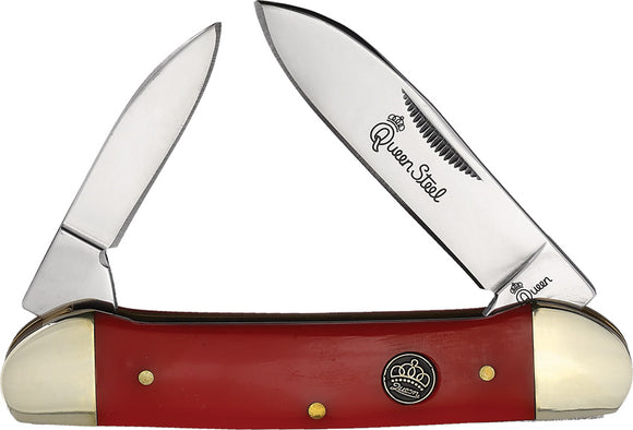 Queen Canoe Red Smooth Synthetic Folding Stainless Steel Pocket Knife 64R