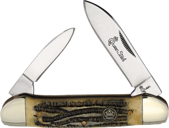Queen Canoe Winterbottom Jigged Bone Folding Stainless Steel Pocket Knife 64WB