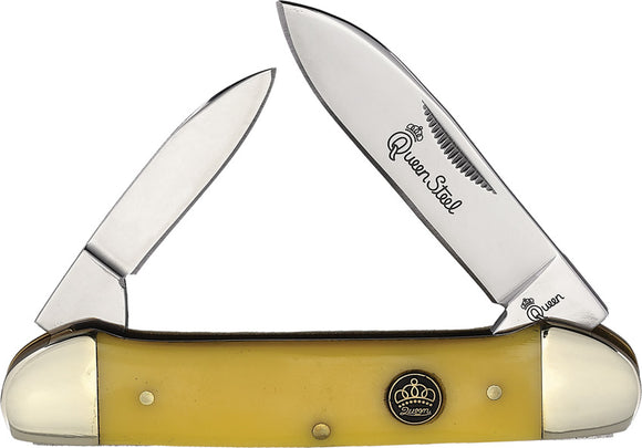 Queen Canoe Yellow Smooth Synthetic Folding Stainless Steel Pocket Knife 64Y