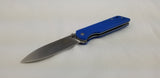 QSP Knife Parrot Linerlock Blue Folding D2 Knife 102d