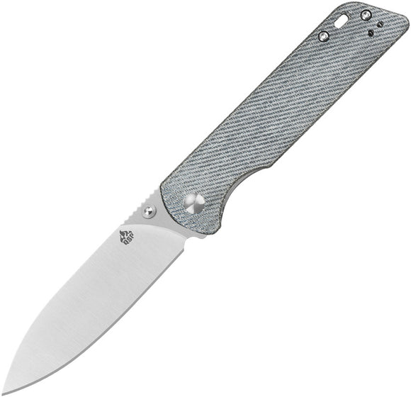 QSP Knife Parrot V2 Linerlock Denim Micarta Folding D2 Steel Pocket Knife 102F2