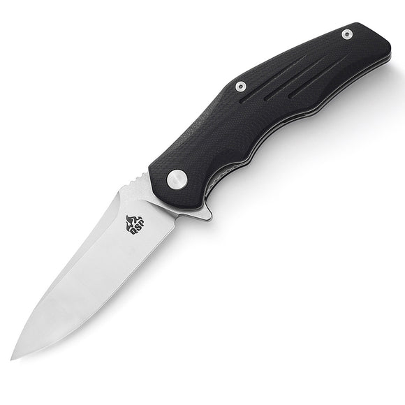 QSP Pangolin Black G10 Linerlock Folding D2 Knife 105a
