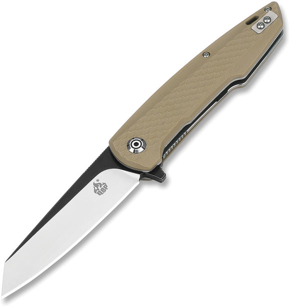 QSP Knife Phoenix Linerlock Sand Tan G10 Folding D2 Steel Pocket Knife 108A