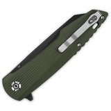QSP Knife Phoenix Linerlock Green G10 Folding Black D2 Steel Pocket Knife 108B2