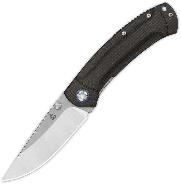 QSP Knife Copperhead Linerlock Dark Brown Micarta Folding 14C28N Knife 109C1