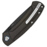 QSP Knife Copperhead Linerlock Brown Micarta Folding Black 14C28N Knife 109C2