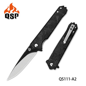 QSP Mamba Pocket Knife Linerlock Shredded Carbon Fiber Folding VG-10 Blade 111A2