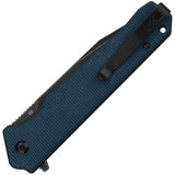 QSP Knife Mamba Pocket Knife Linerlock Blue Micarta Folding Black D2 Steel 111H2