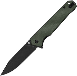 QSP Knife Mamba Pocket Knife Linerlock Green Micarta Folding Black D2 111I2