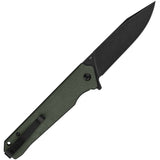 QSP Knife Mamba Pocket Knife Linerlock Green Micarta Folding Black D2 111I2
