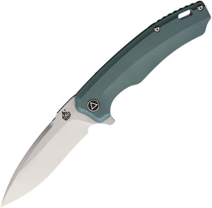 QSP Knives Woodpecker Green Titanium Handle M390 Framelock Folding Knife 116B