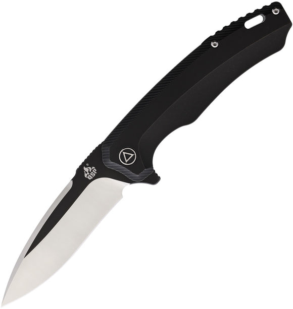 QSP Knives Woodpecker Black Titanium Handle M390 Framelock Folding Knife 116D