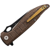 QSP Knife Locust Pocket Knife Linerlock Brown Micarta Folding 154CM Blade 117A