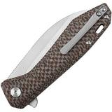 QSP Knife Pelican Pocket Knife Linerlock Brown Micarta Folding Satin S35VN 118A2