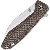 QSP Knife Pelican Pocket Knife Linerlock Brown Micarta Folding Satin S35VN 118A2