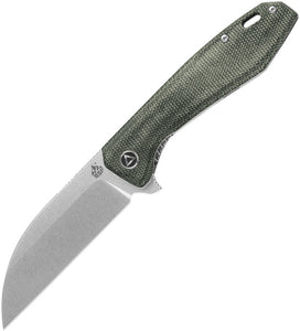QSP Knives Pelican Green Micarta Handle S35VN Linerlock Folding Knife 118E1