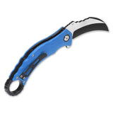 QSP Eagle Blue & Black Folding Karambit Hawkbill Knife 120c