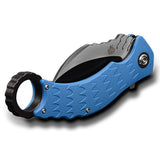 QSP Eagle Blue & Black Folding Karambit Hawkbill Knife 120c