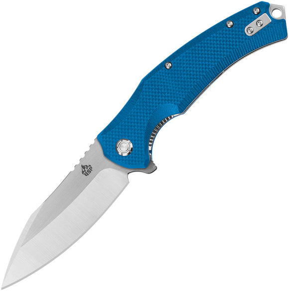 QSP Knife Snipe Pocket Knife Linerlock Blue G10 Folding D2 Steel Clip Point 121A