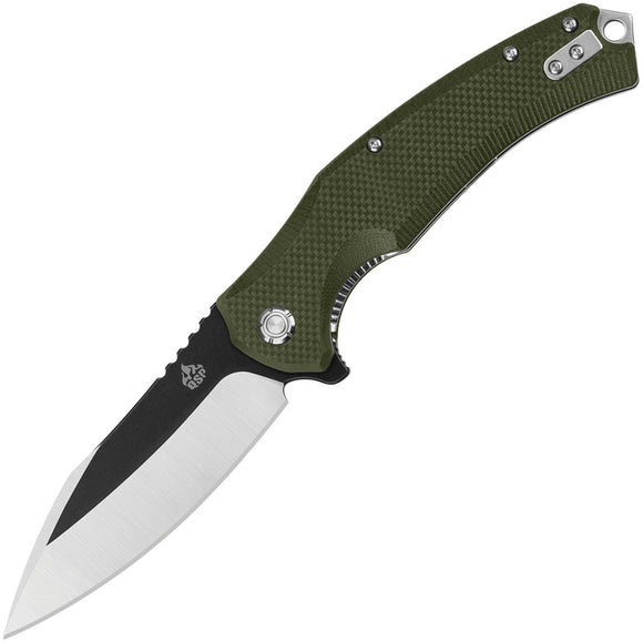 QSP Knife Snipe Pocket Knife Linerlock Green G10 Folding D2 Steel Blade 121B