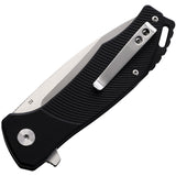 QSP Knife Raven Linerlock Black G10 Folding Satin D2 Steel Pocket Knife 122C1