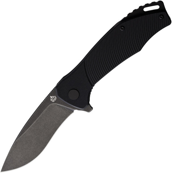 QSP Knife Raven Linerlock Black G10 Folding D2 Steel Pocket Knife 122C2