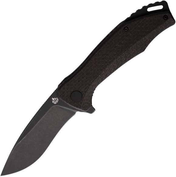 QSP Knife Raven Linerlock Brown Micarta Folding D2 Steel Pocket Knife 122D2