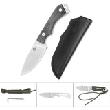 QSP Knife Workaholic Fixed Blade Knife Black Micarta Bohler N690 w/ Sheath 124B