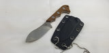 QSP Knives Neckmuk Brown G10 D2 Steel Fixed Blade Neck Knife w/ Sheath 125B