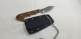 QSP Knives Neckmuk Brown G10 D2 Steel Fixed Blade Neck Knife w/ Sheath 125B