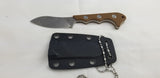 QSP Knives Neckmuk Brown G10 D2 Steel Fixed Blade Neck Knife w/ Sheath 125B